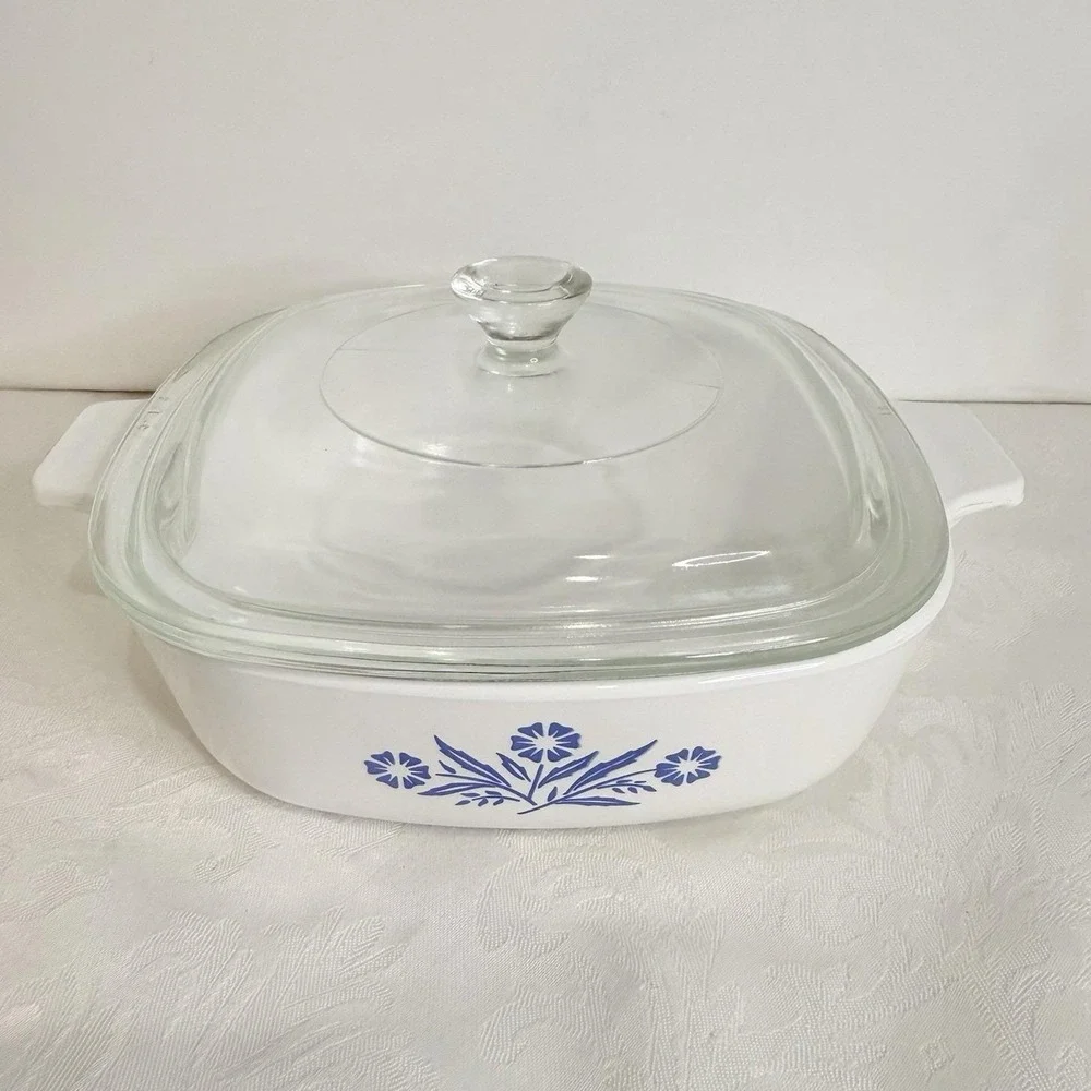 Vintage Rare Corning Ware P-1-B  Blue Cornflower 1 Qt Casserole Dish With Lid‎